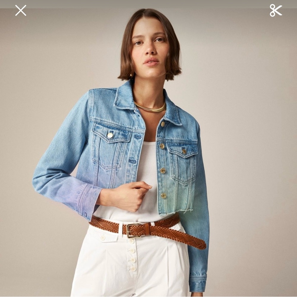 NWT J.Crew Cut-off denim jacket in medium indigo wash size XS